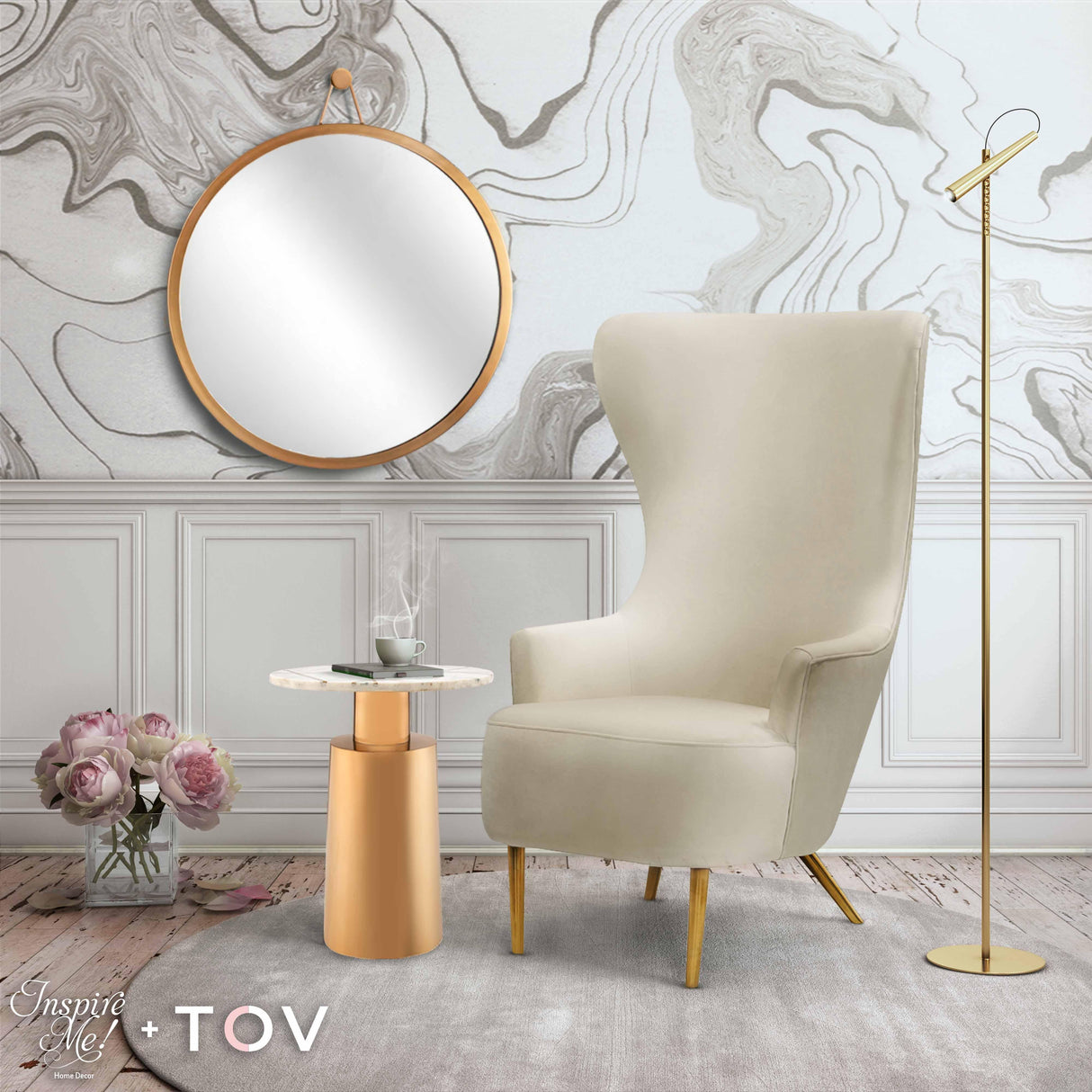 TOV Julia Cream Wingback Chair