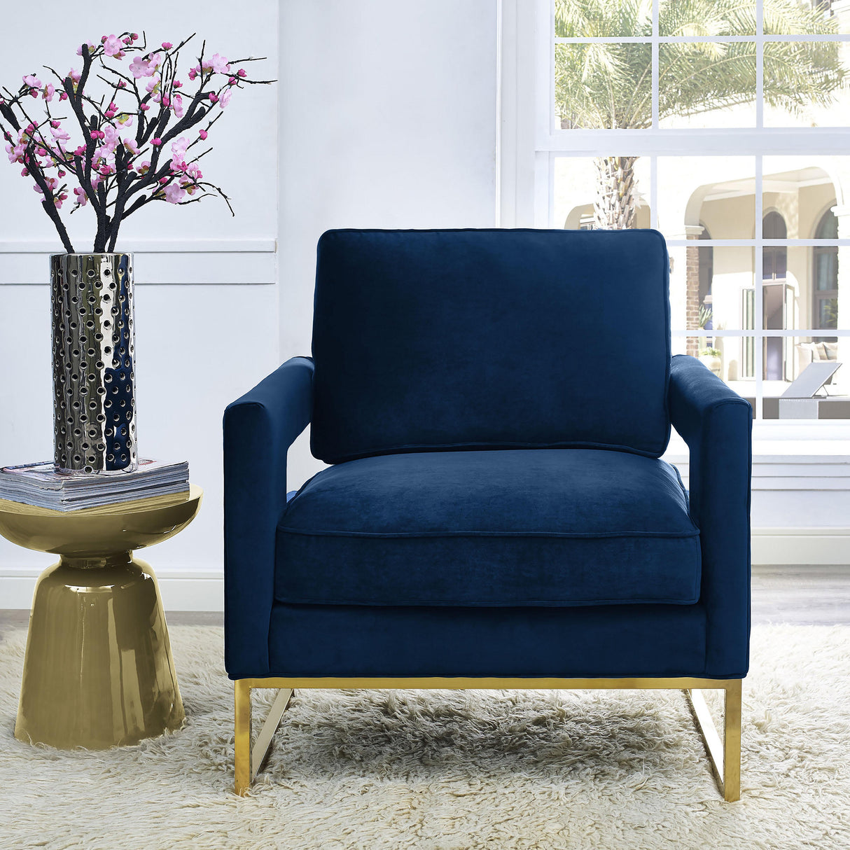 TOV Avery Navy Velvet Chair