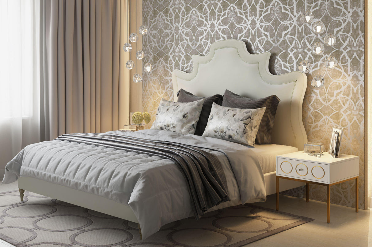 TOV Serenity Cream Velvet Bed in Queen