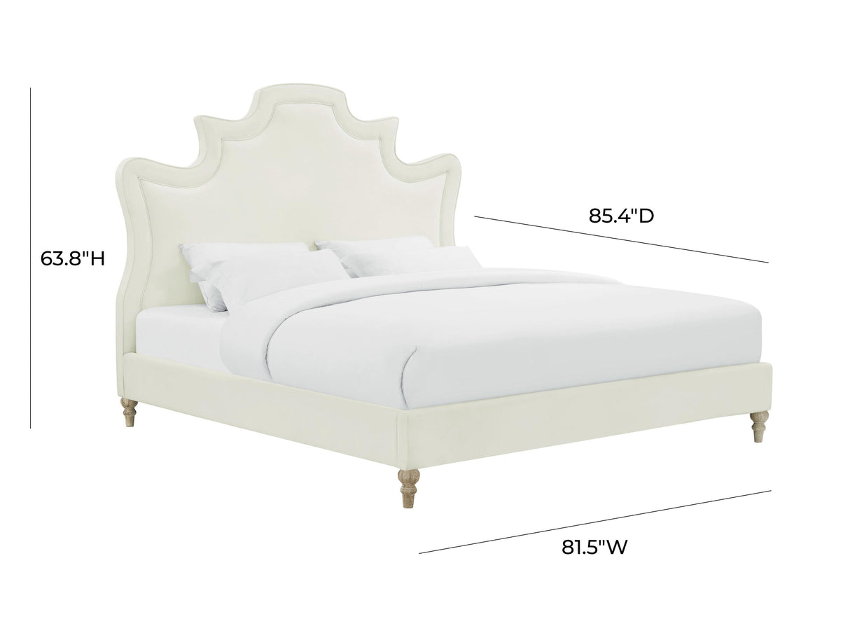 TOV Serenity Cream Velvet Bed in King