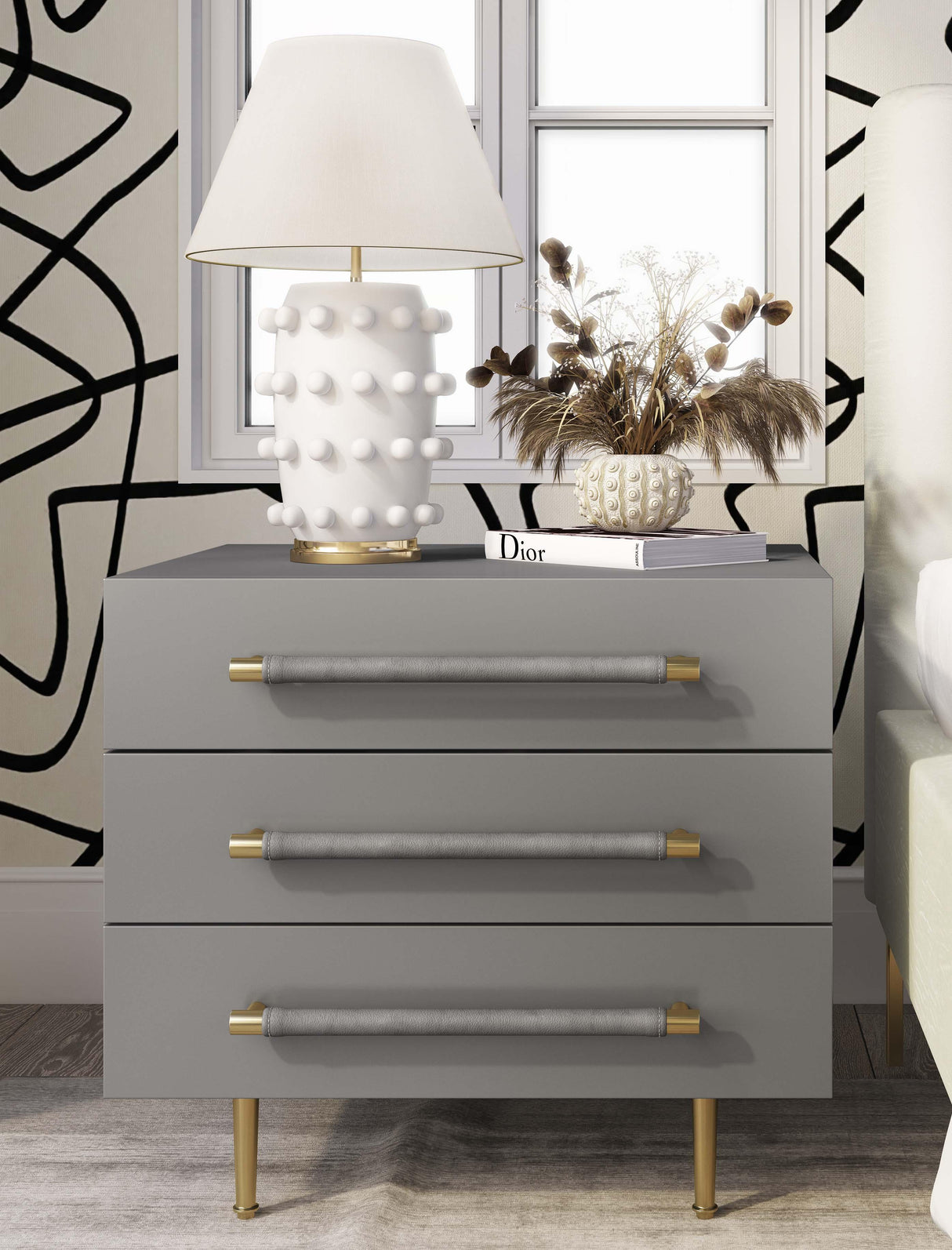 TOV Trident Grey Nightstand