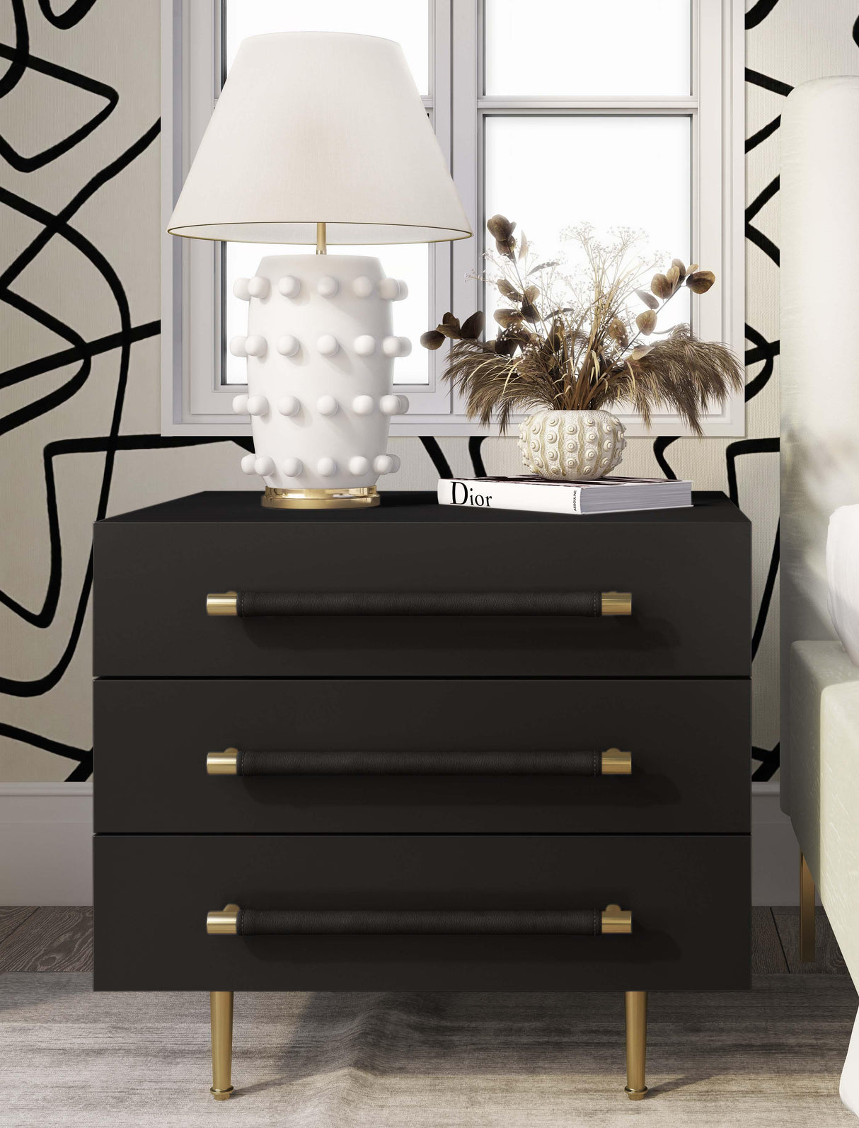 TOV Trident Black Nightstand