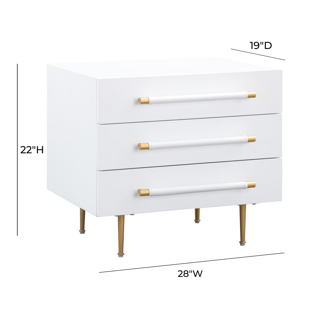 TOV Trident White Nightstand