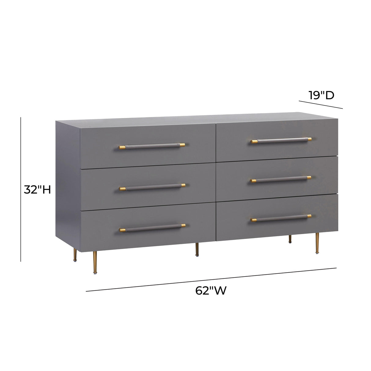 TOV Trident Grey 6 Drawer Dresser