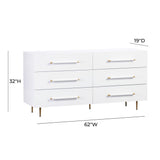 TOV Trident White 6 Drawer Dresser