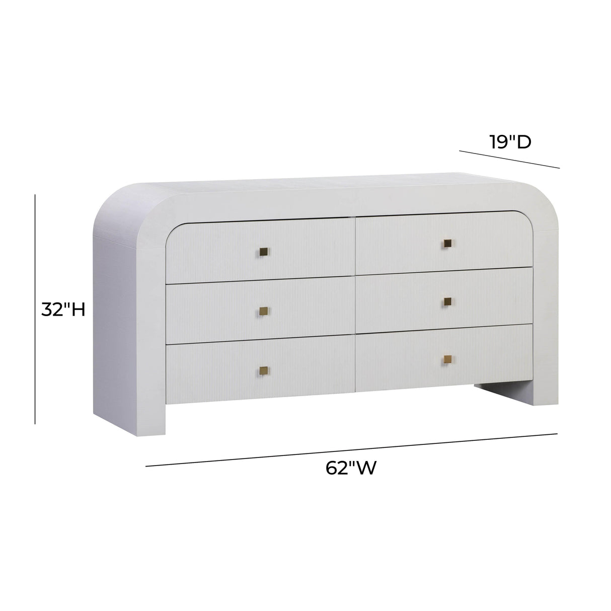 TOV Hump 6 Drawer White Dresser