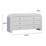 TOV Hump 6 Drawer White Dresser
