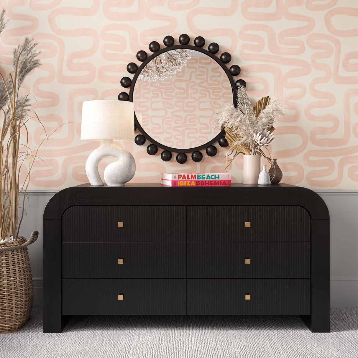 TOV Hump 6 Drawer Black Dresser