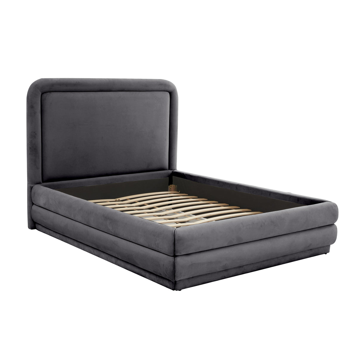 TOV Briella Dark Grey Velvet Bed in Queen