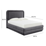 TOV Briella Dark Grey Velvet Bed in Queen