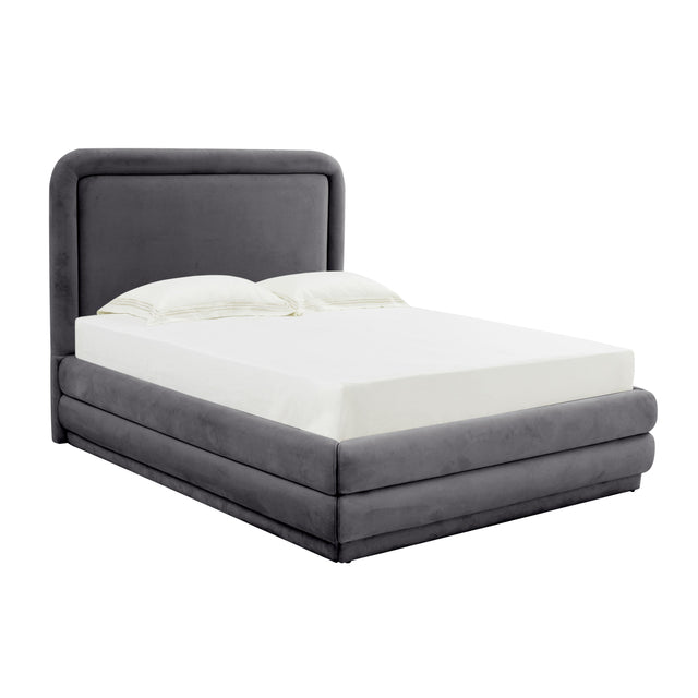 TOV Briella Dark Grey Velvet Bed in Full