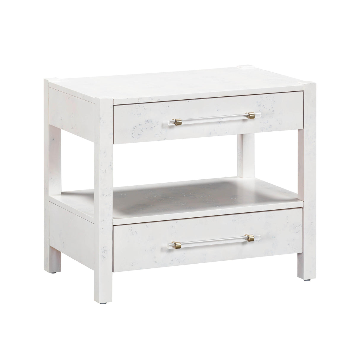 TOV Brandyss White Burl Nightstand
