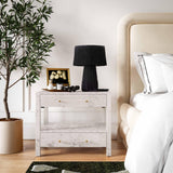 TOV Brandyss White Burl Nightstand