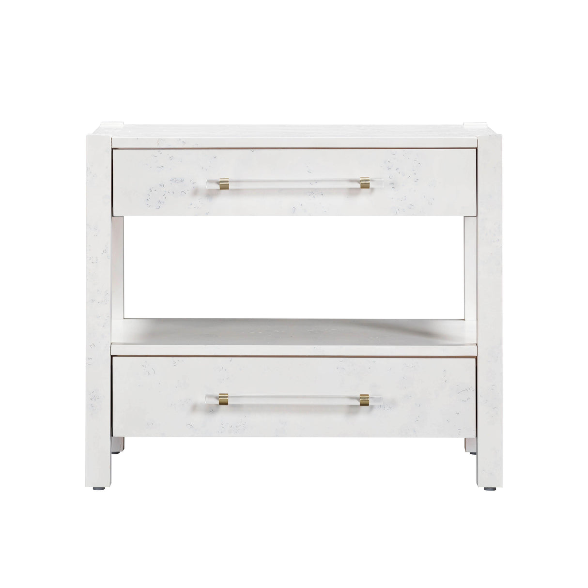 TOV Brandyss White Burl Nightstand