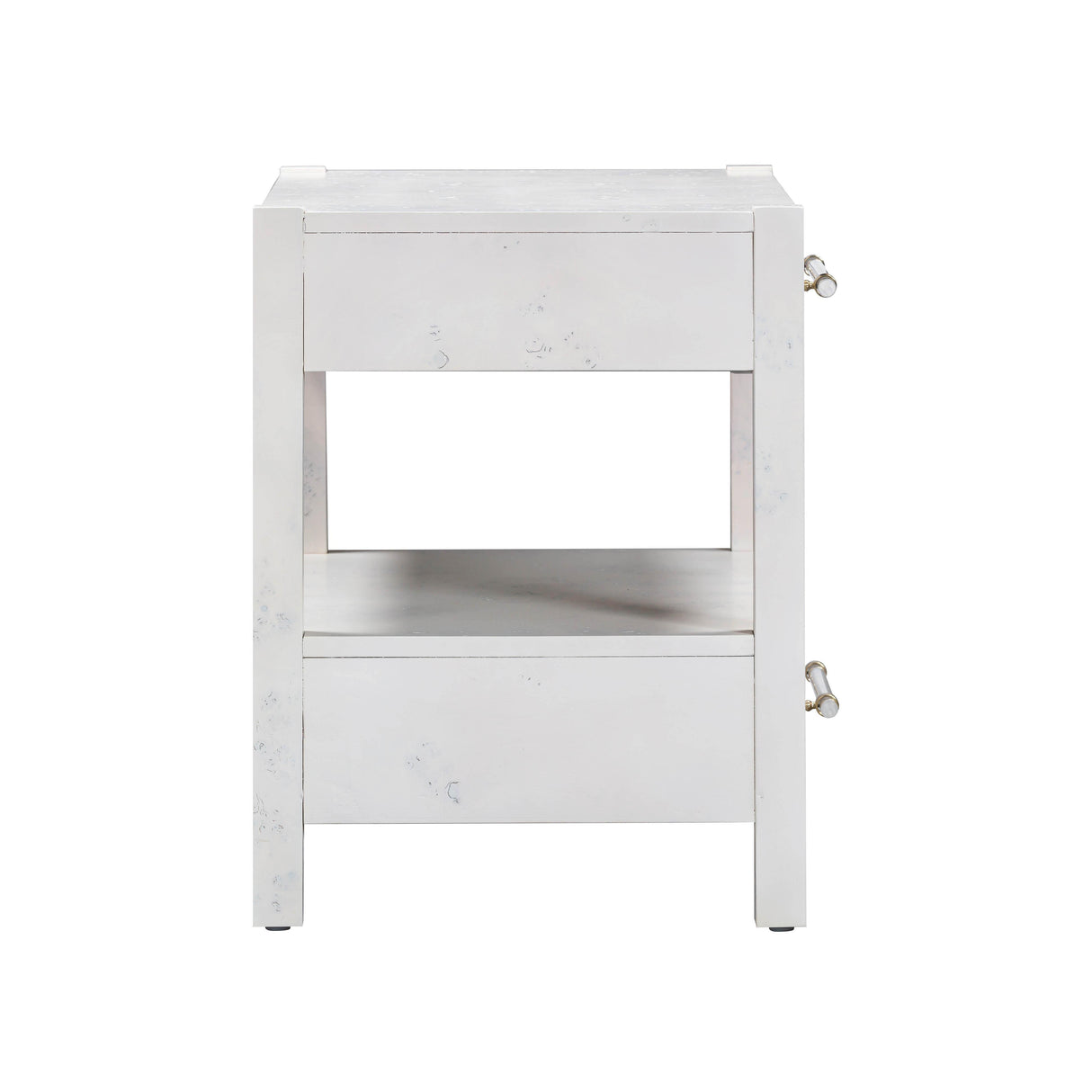 TOV Brandyss White Burl Nightstand