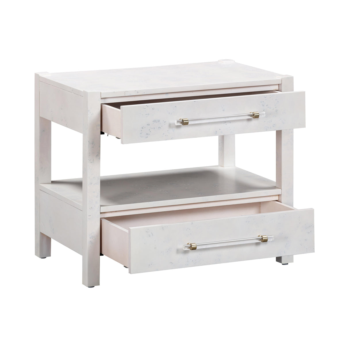 TOV Brandyss White Burl Nightstand