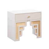 TOV Suzie Cream & Rattan Nightstand