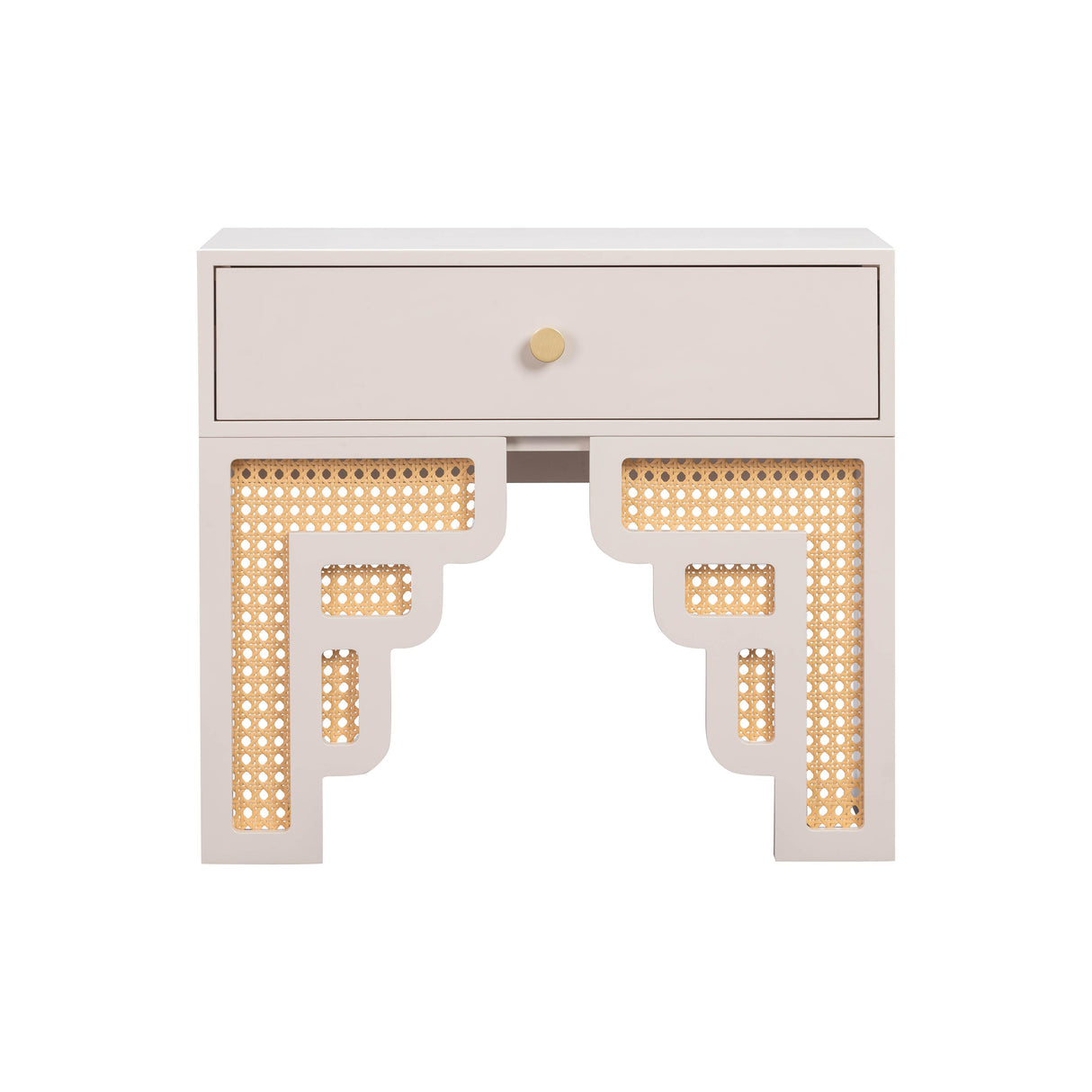 TOV Suzie Cream & Rattan Nightstand