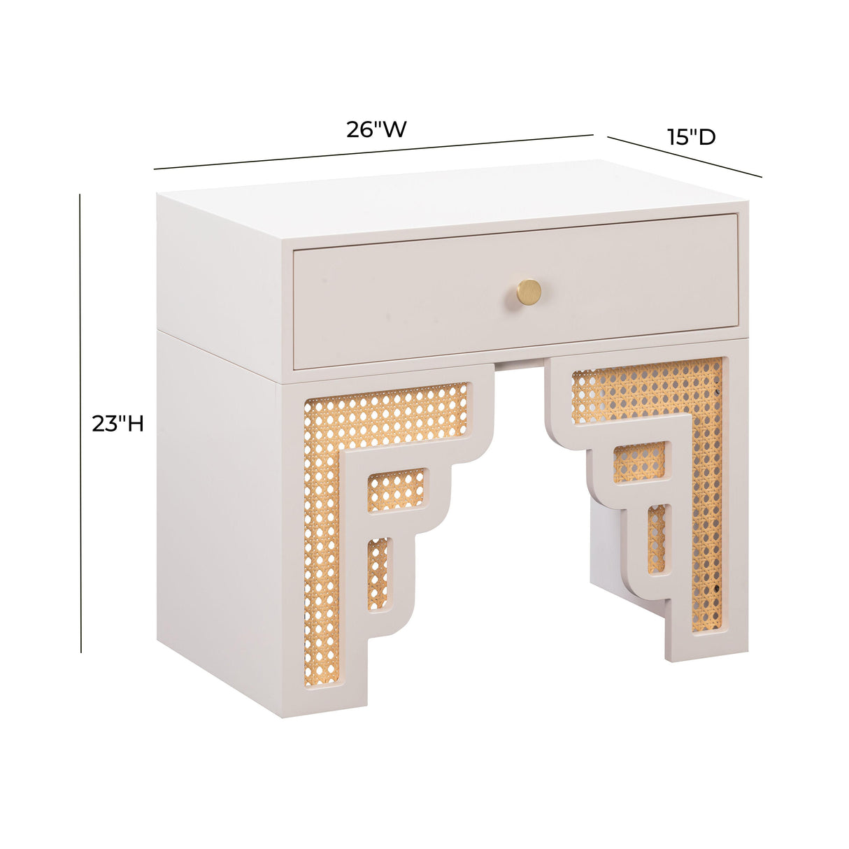 TOV Suzie Cream & Rattan Nightstand