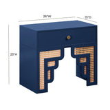 TOV Suzie Navy & Rattan Nightstand