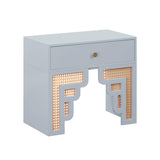 TOV Suzie Pastel Blue & Rattan Nightstand