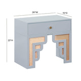 TOV Suzie Pastel Blue & Rattan Nightstand