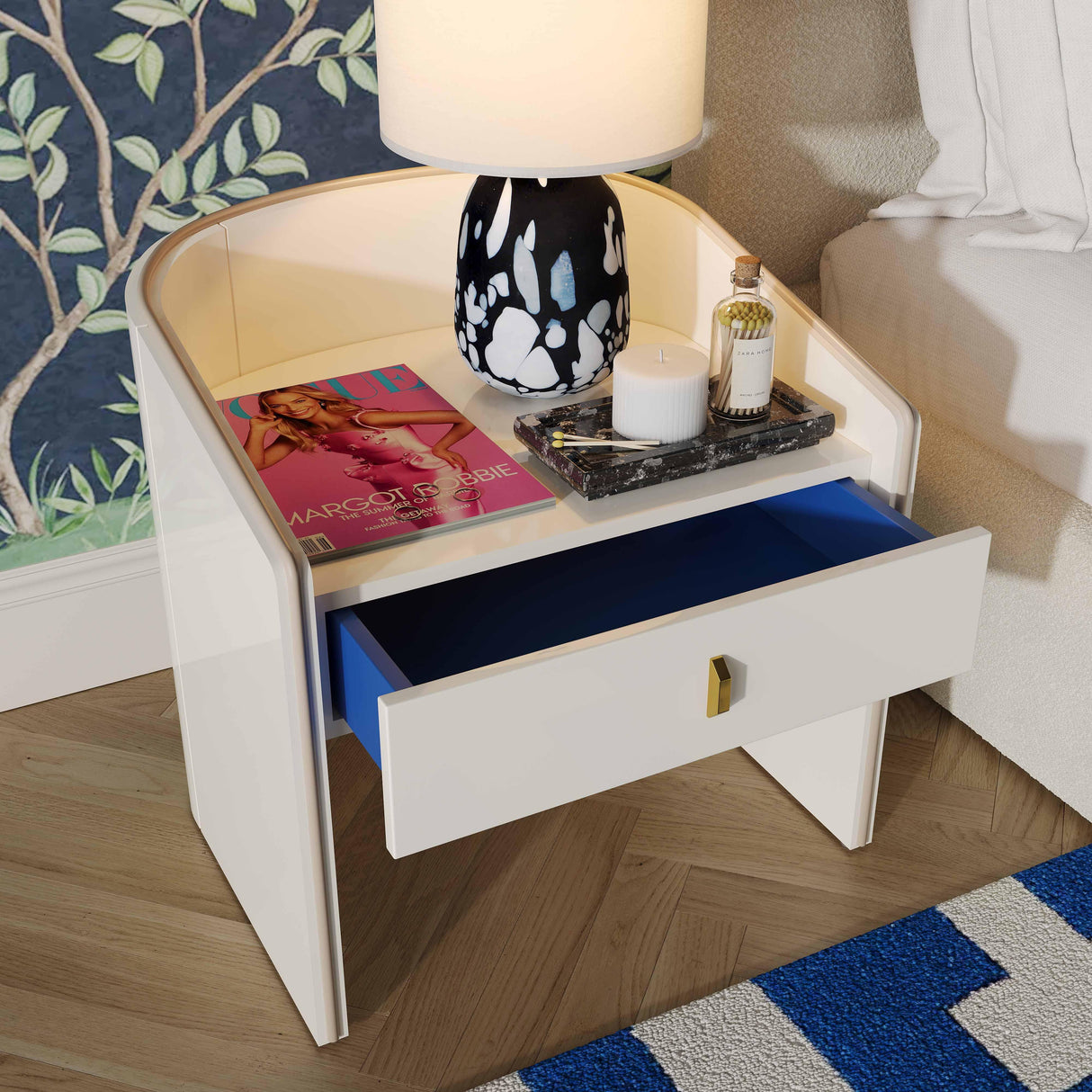 TOV Collins Cream Lacquer Nightstand