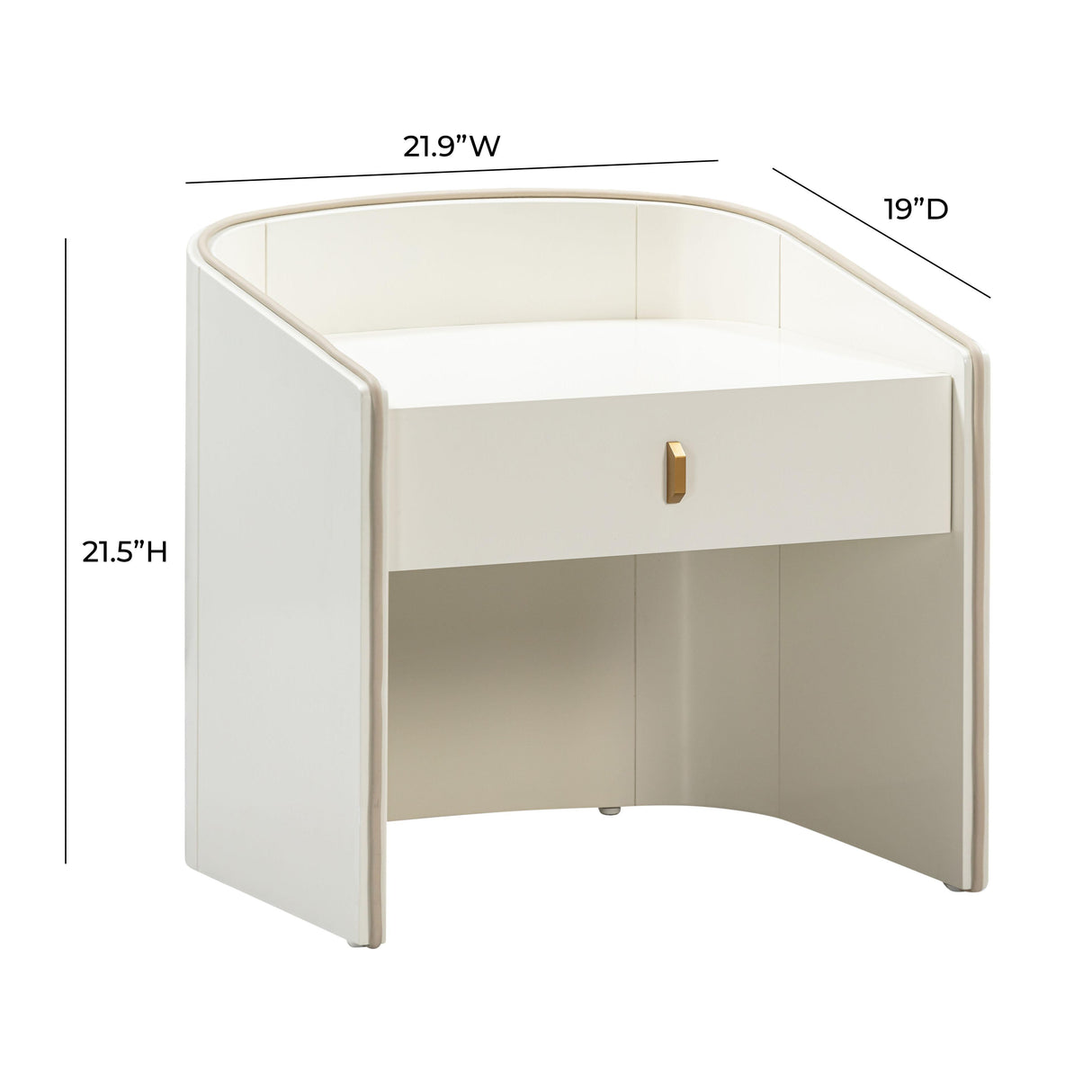 TOV Collins Cream Lacquer Nightstand