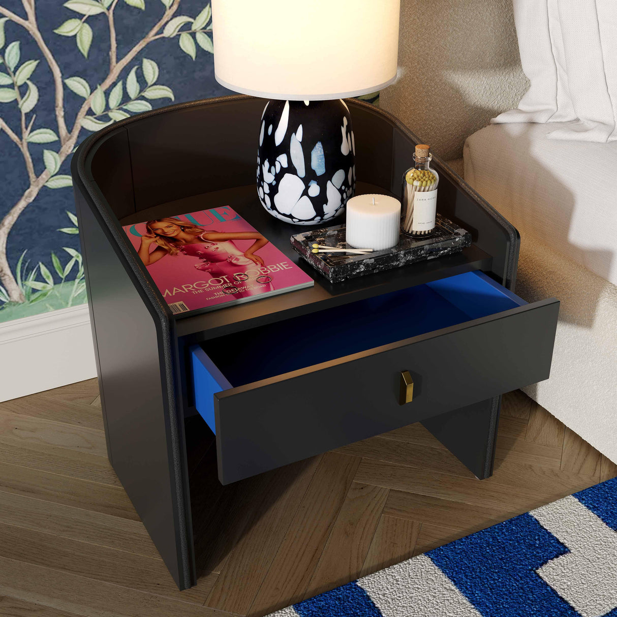 TOV Collins Black Lacquer Nightstand