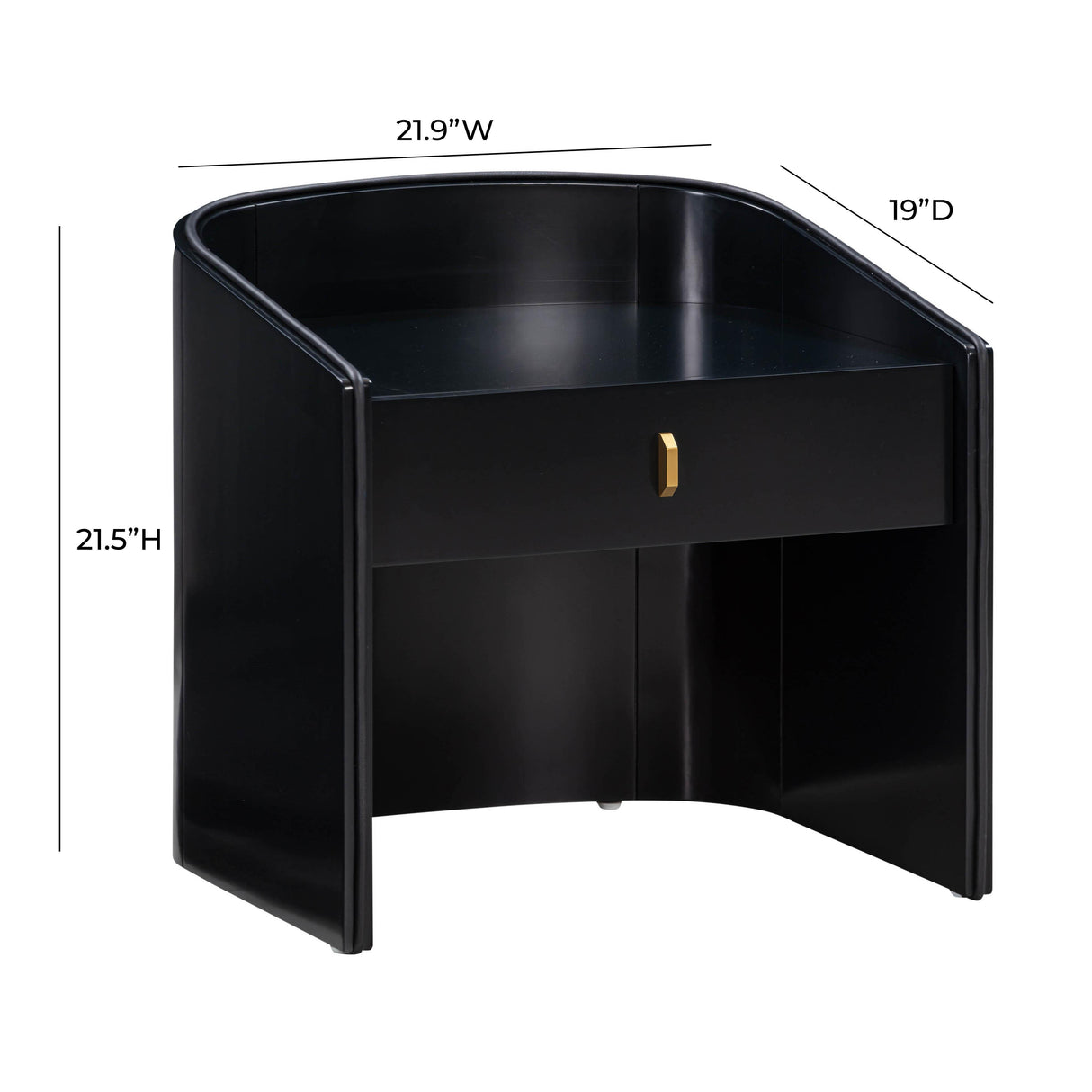 TOV Collins Black Lacquer Nightstand