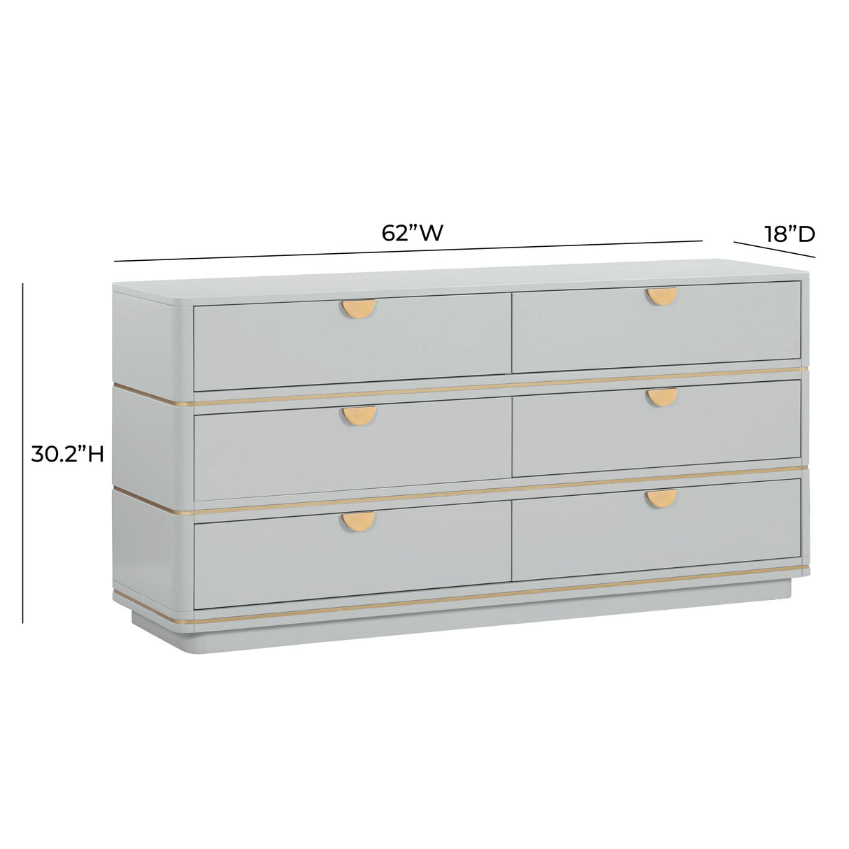 TOV Julieta Grey 6 Drawer Dresser