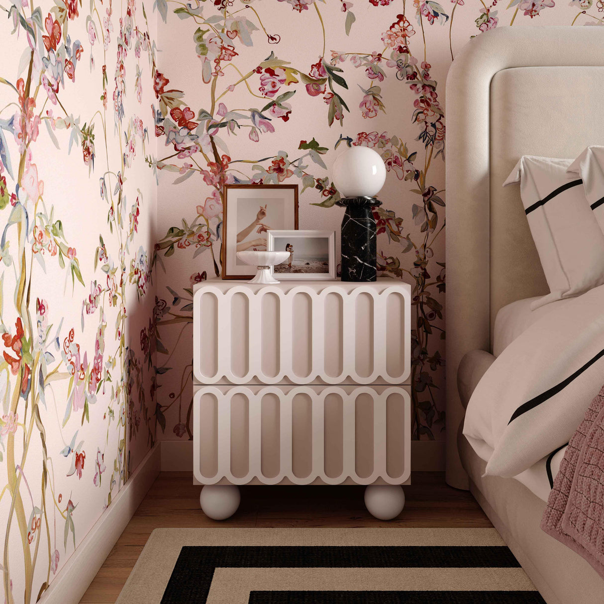 TOV Tori Motif Taupe Nightstand