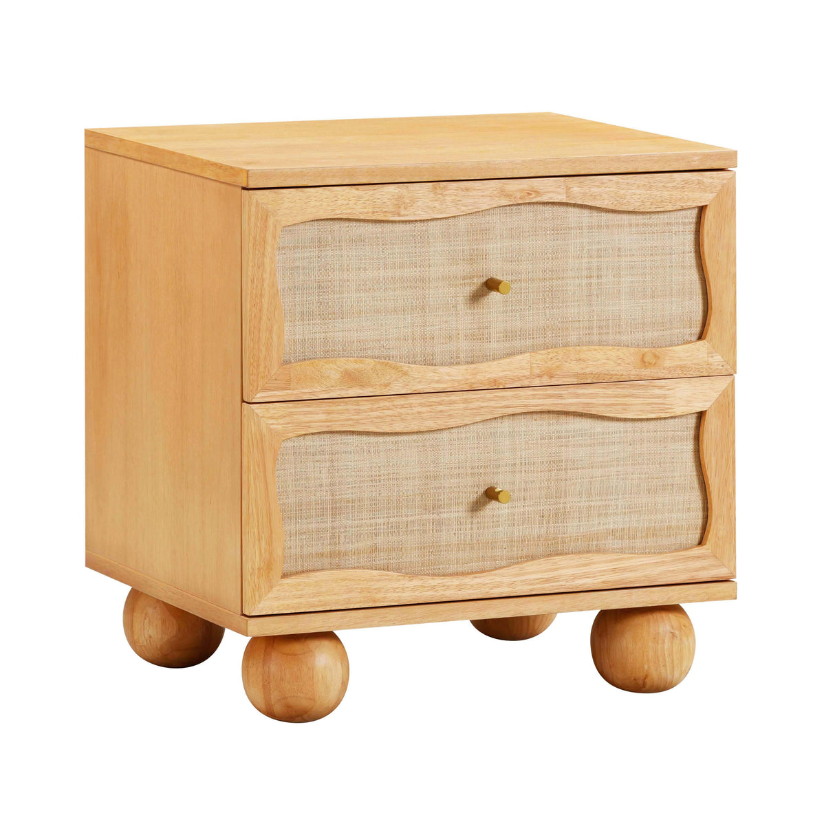 TOV Grappa Natural Wood & Rattan Wavy Nightstand