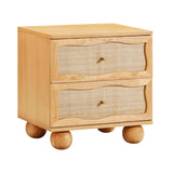 TOV Grappa Natural Wood & Rattan Wavy Nightstand