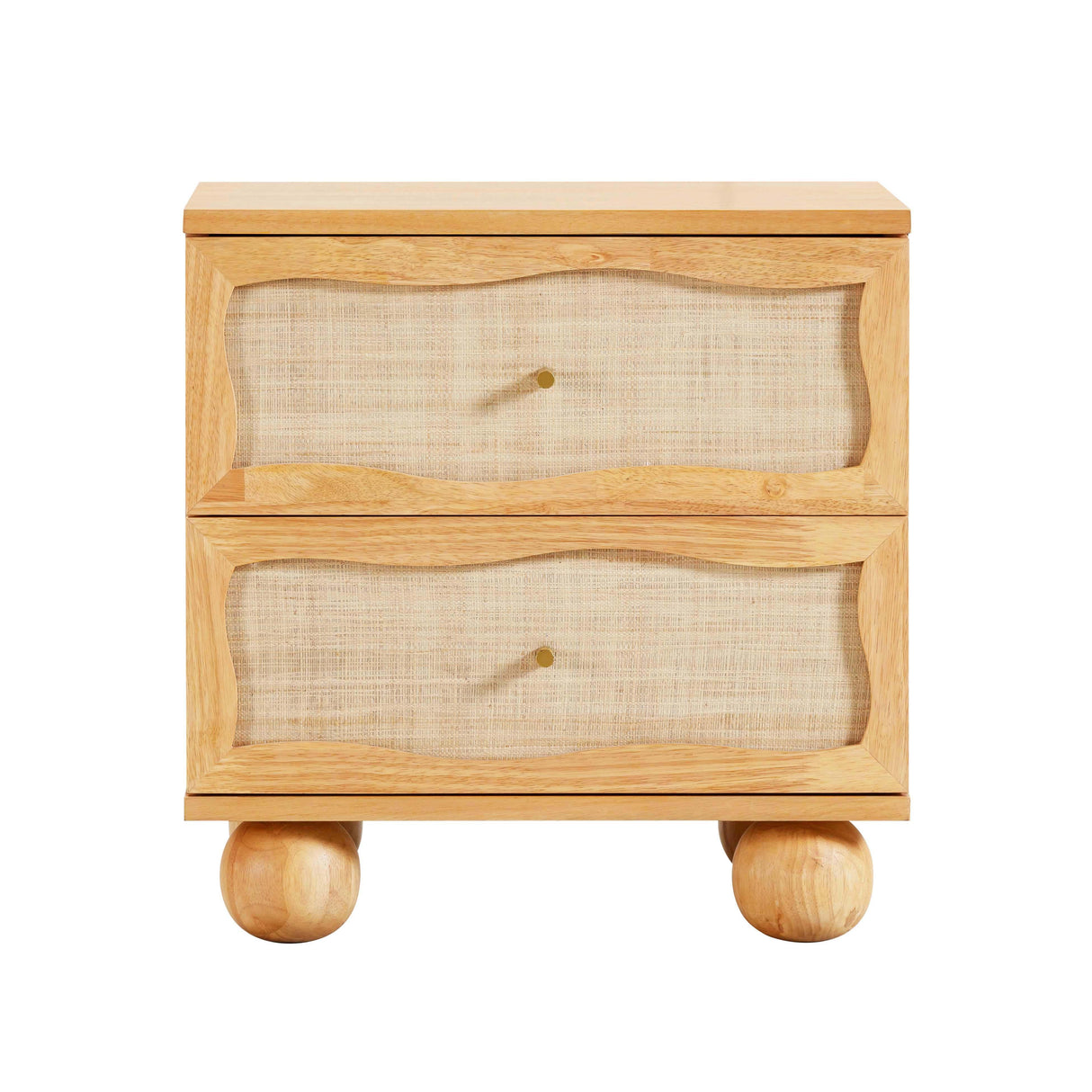 TOV Grappa Natural Wood & Rattan Wavy Nightstand