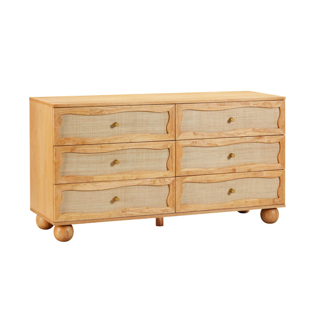 TOV Grappa Natural Wood & Rattan Wavy Dresser