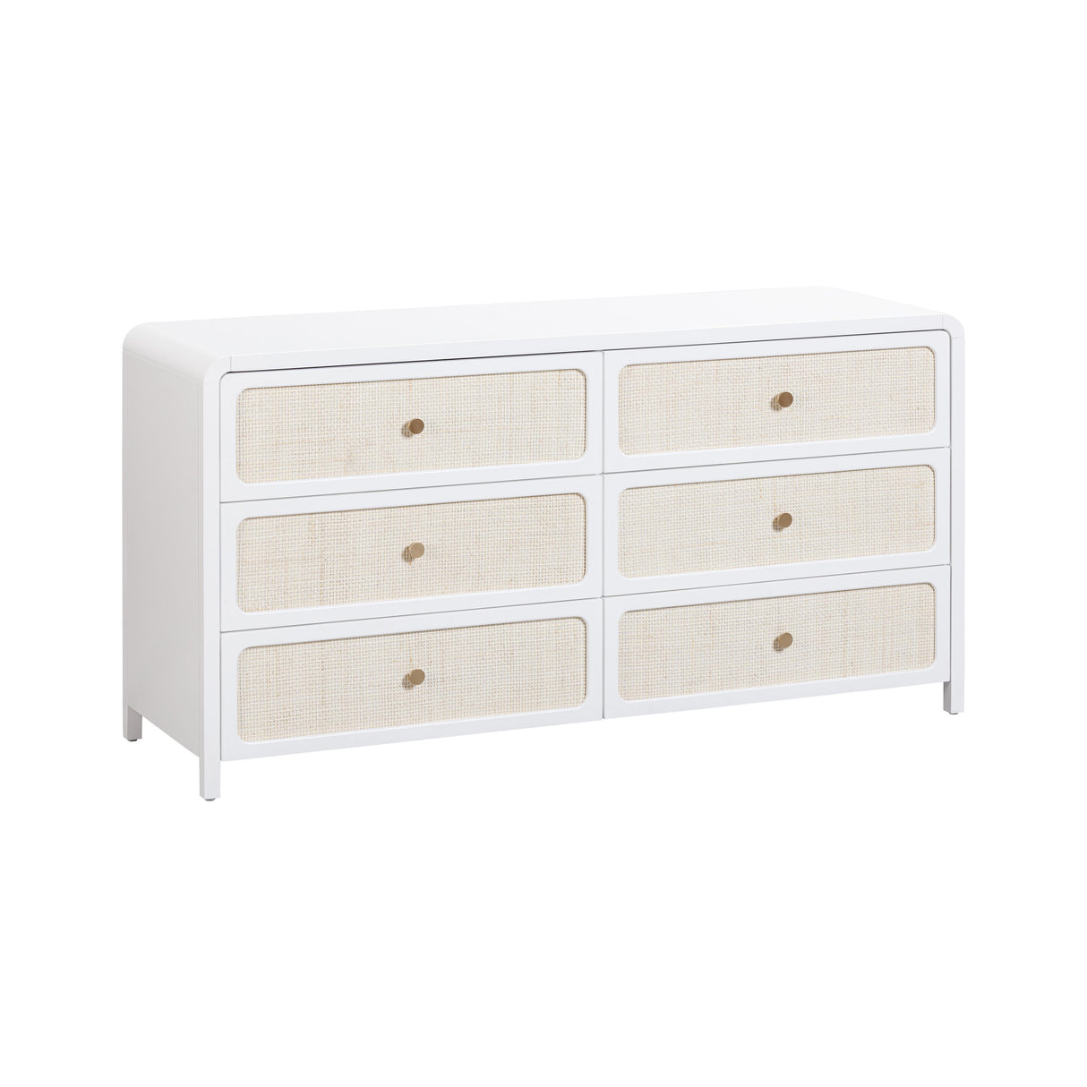 TOV Patty White Rattan 6 Drawer Dresser