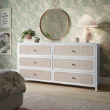 TOV Patty White Rattan 6 Drawer Dresser