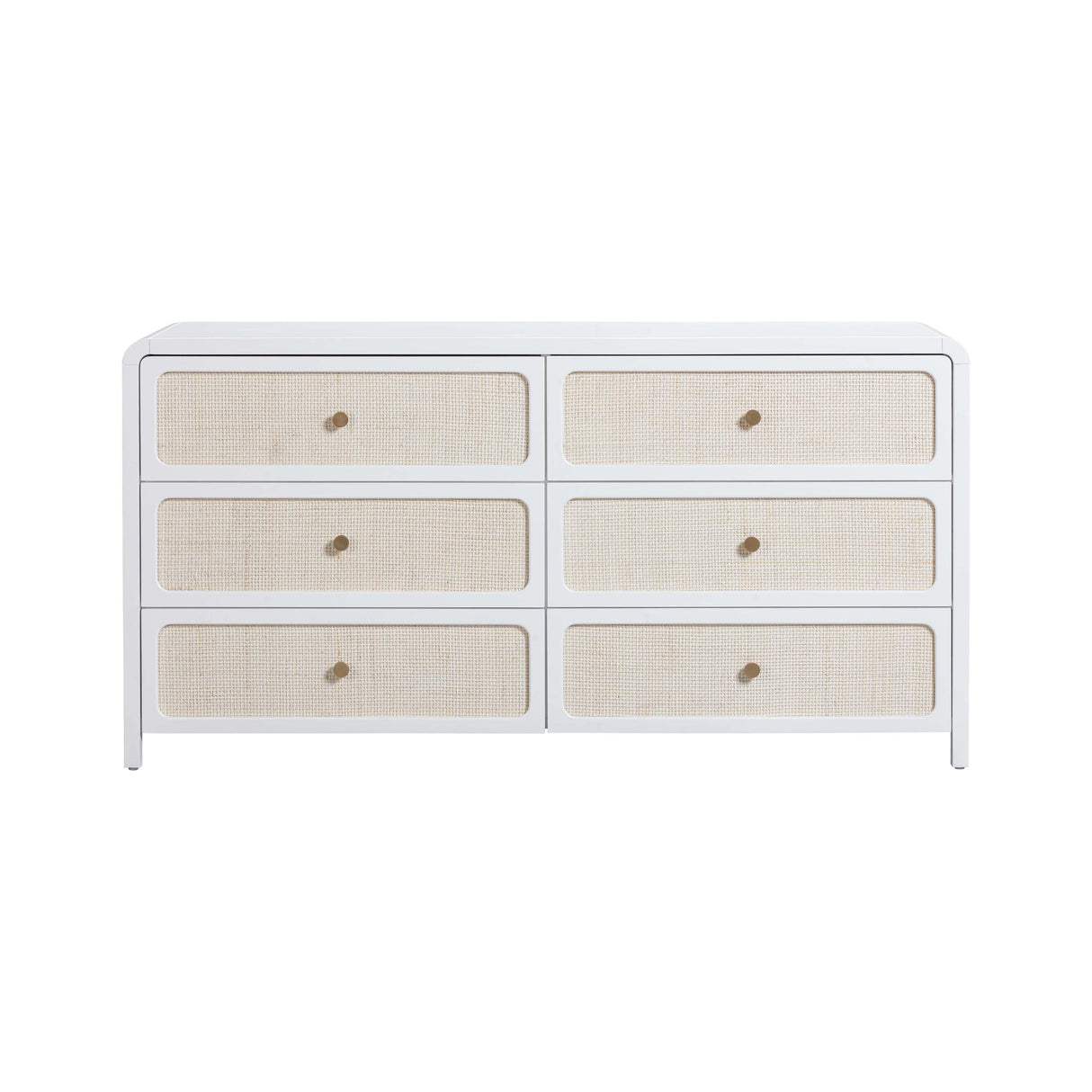 TOV Patty White Rattan 6 Drawer Dresser
