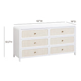 TOV Patty White Rattan 6 Drawer Dresser