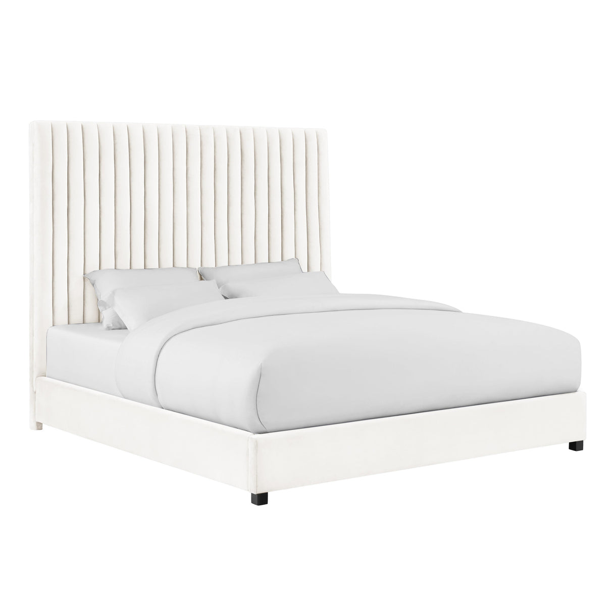 TOV Arabelle White Velvet Bed in King