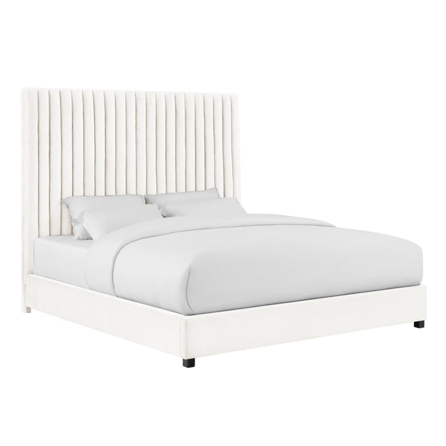 TOV Arabelle White Velvet Bed in King