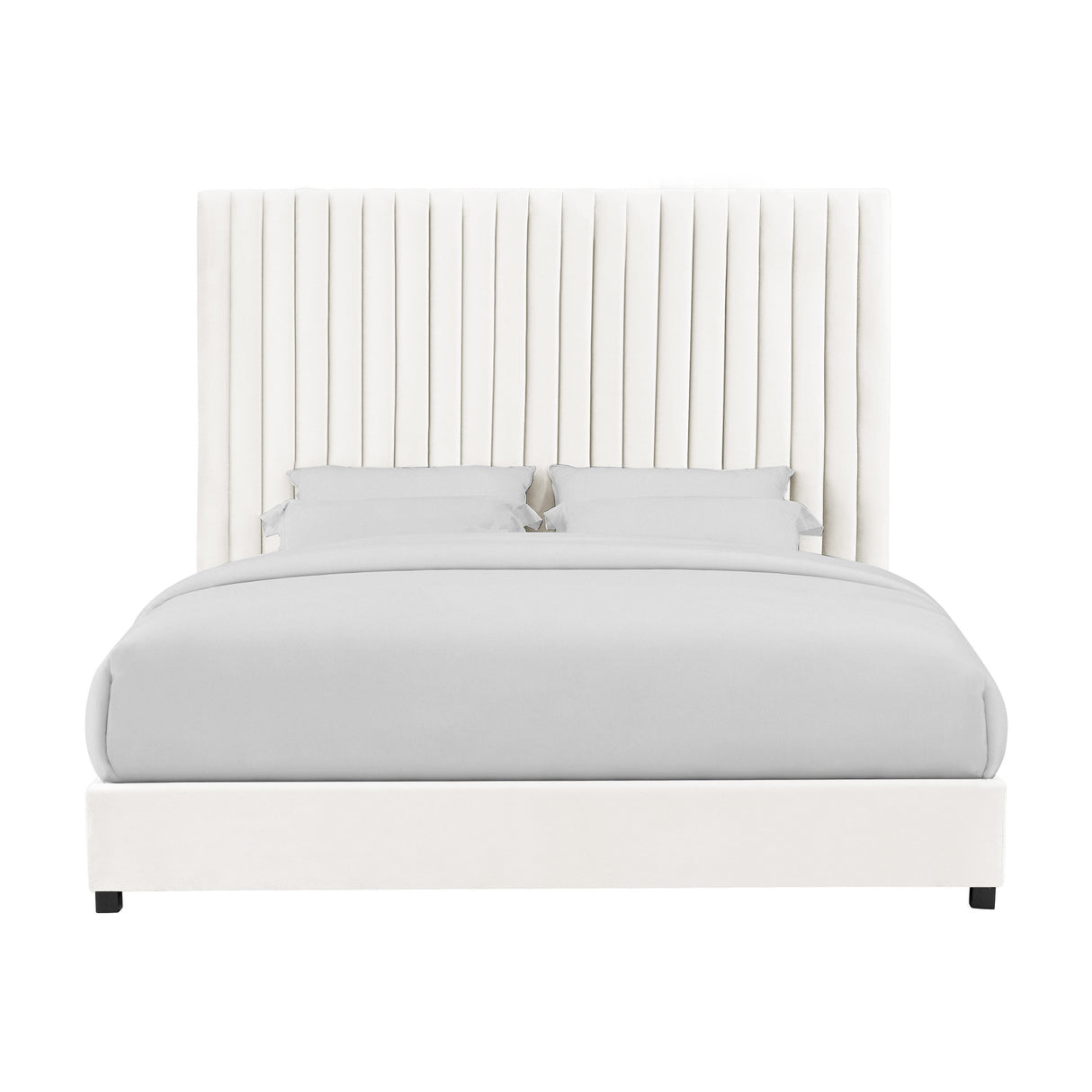 TOV Arabelle White Velvet Bed in King