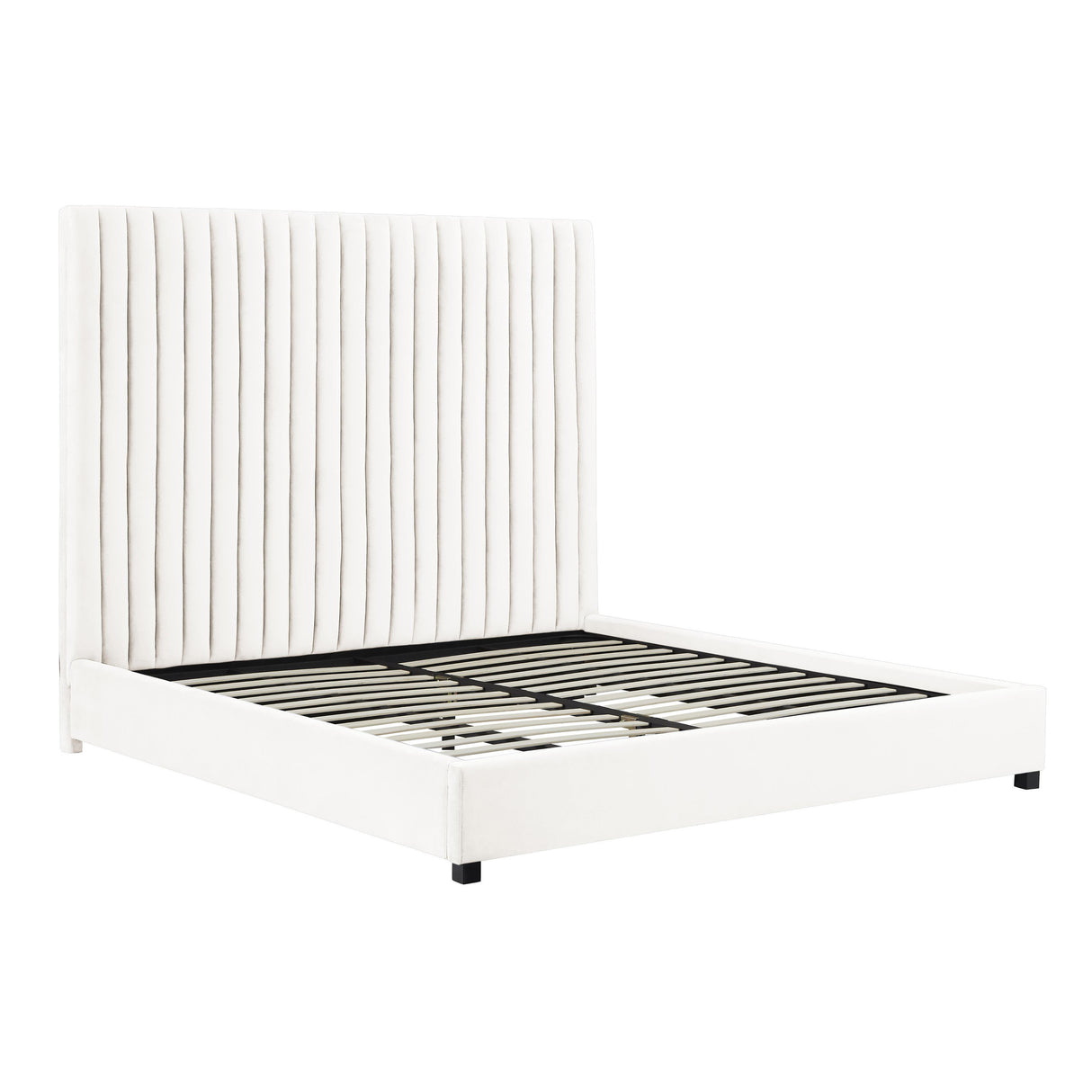 TOV Arabelle White Velvet Bed in King
