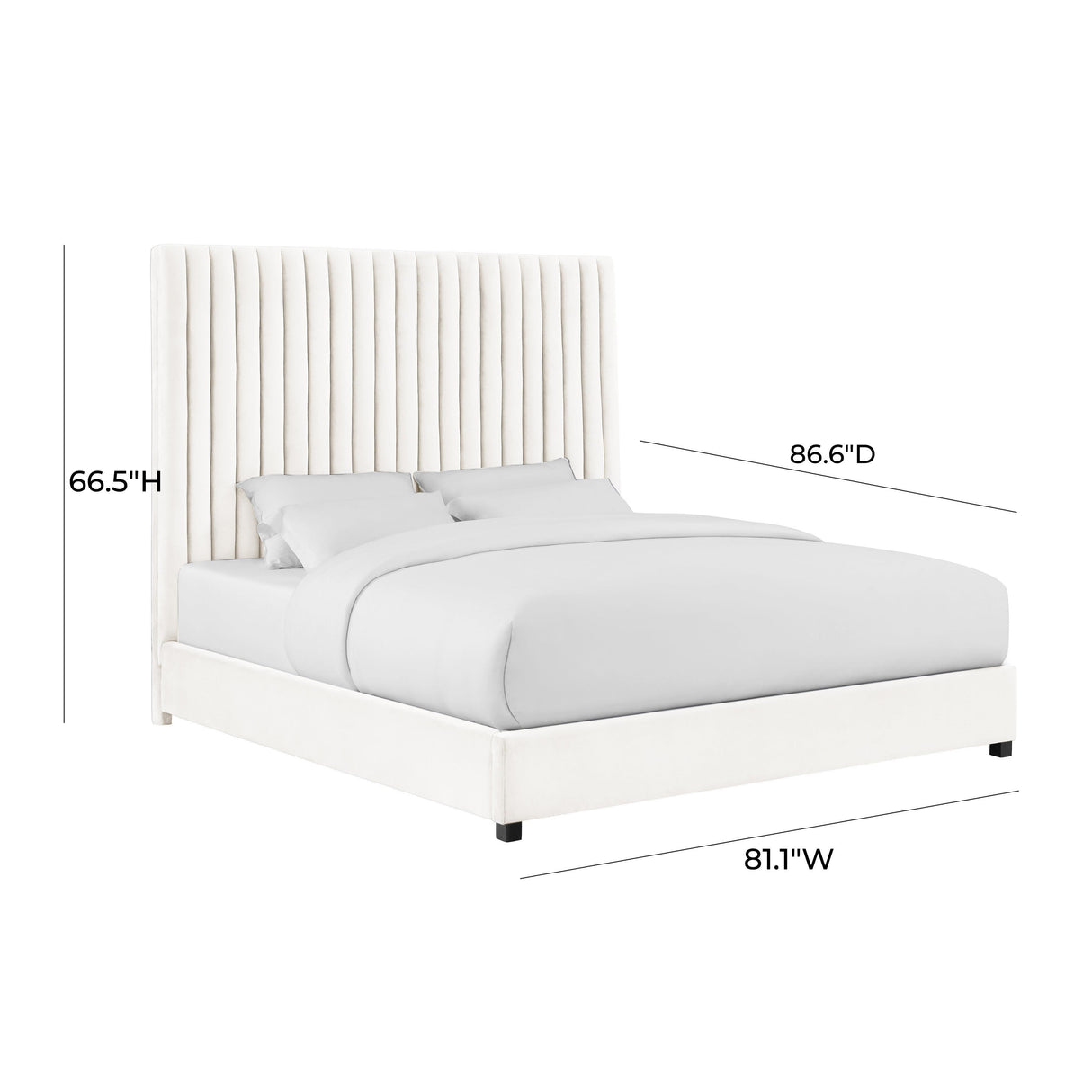 TOV Arabelle White Velvet Bed in King