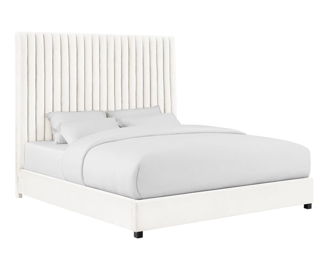 TOV Arabelle White Velvet Bed in Queen