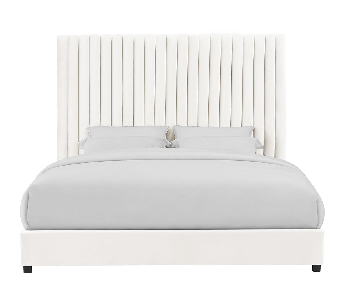 TOV Arabelle White Velvet Bed in Queen