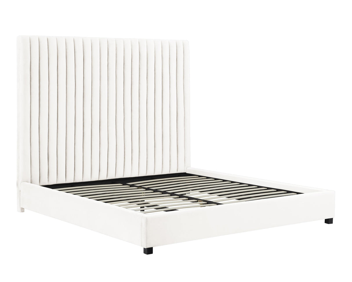 TOV Arabelle White Velvet Bed in Queen