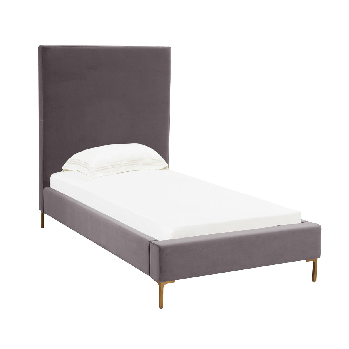 TOV Delilah Grey Velvet Bed in Twin