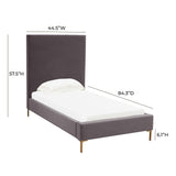 TOV Delilah Grey Velvet Bed in Twin